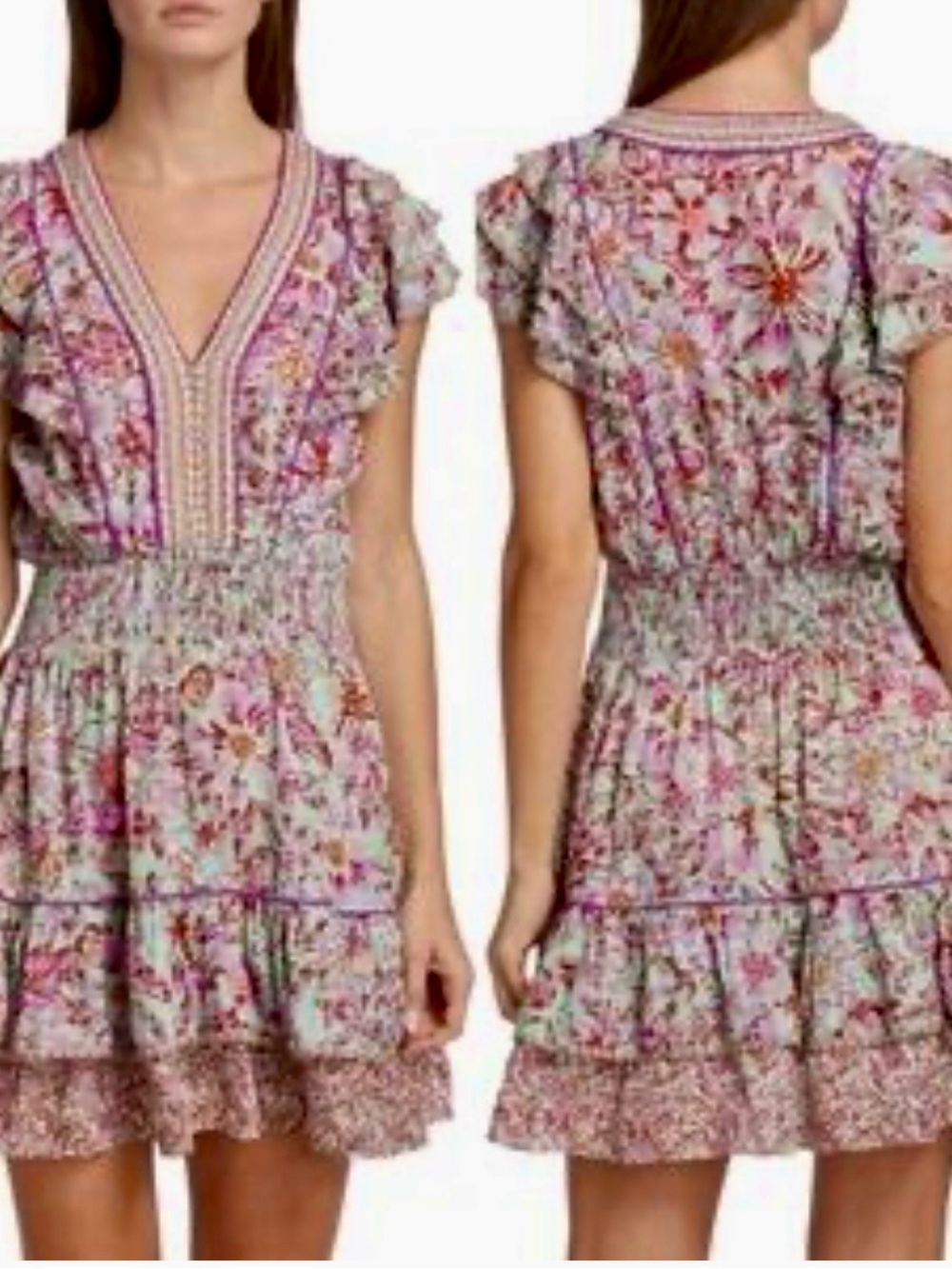 Poupette St Barth Floral Ruffle Mini Dress – Size M